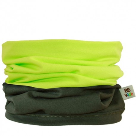 Khaki & Lime Green Duo Tube Scarf 0-2 years - Baby Babas