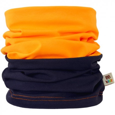 Navy Blue & Orange Duo Tube Scarf - Kids 2-8 years - Baby Babas