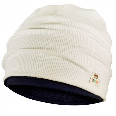 Cream & Navy Blue Hat - Kids 2-8 years - Baby Babas