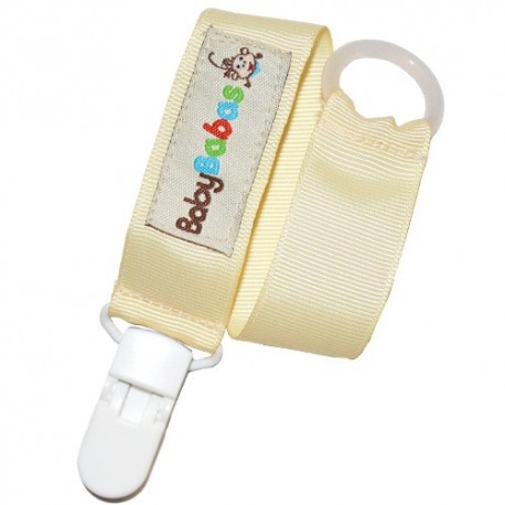 Cream Pacifier Clip - Baby Babas