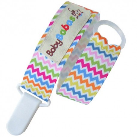 Multicoloured Zig Zag Pacifier Clip - Baby Babas